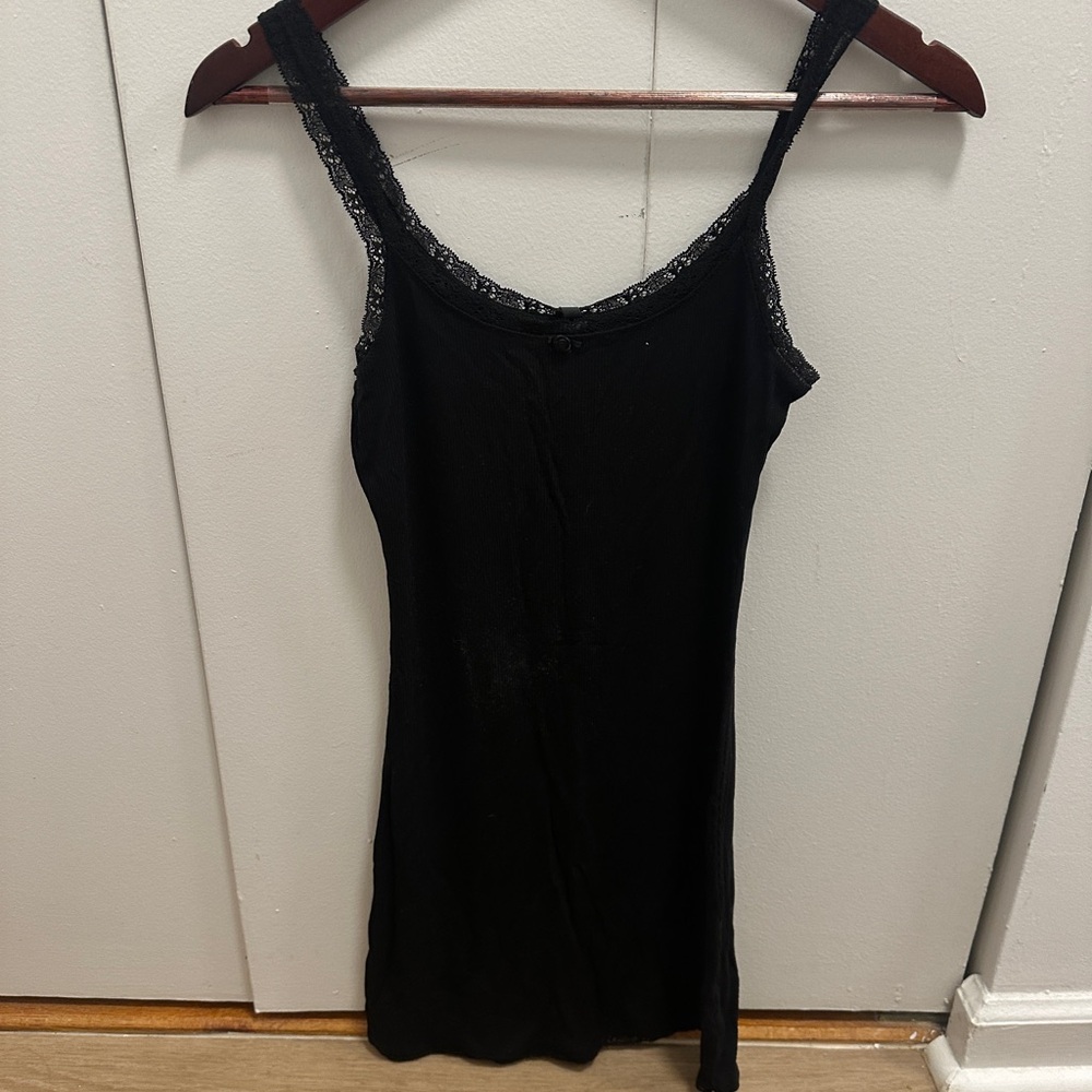Skims Black Lace Trim Tank Top